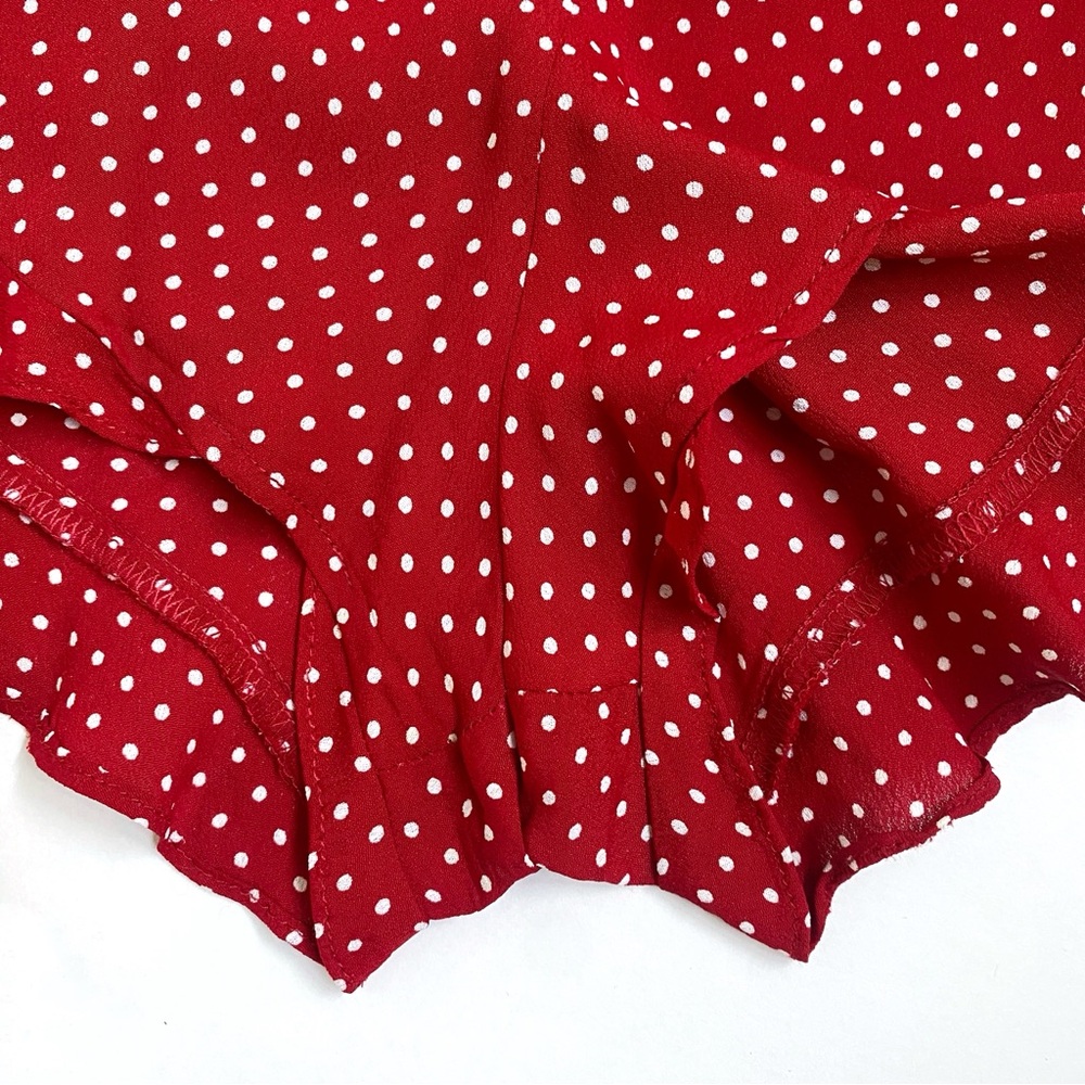 FOR LOVE AND LEMONS SPARKLER RED WHITE POLKADOT SIDE WRAP RUFFLE SKORT - Picture 5 of 10